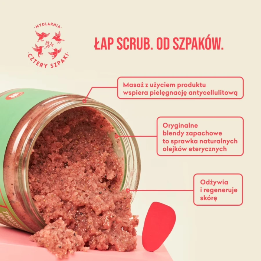 MYDLARNIA CZTERY SZPAKI Peeling do ciała truskawka i werbena