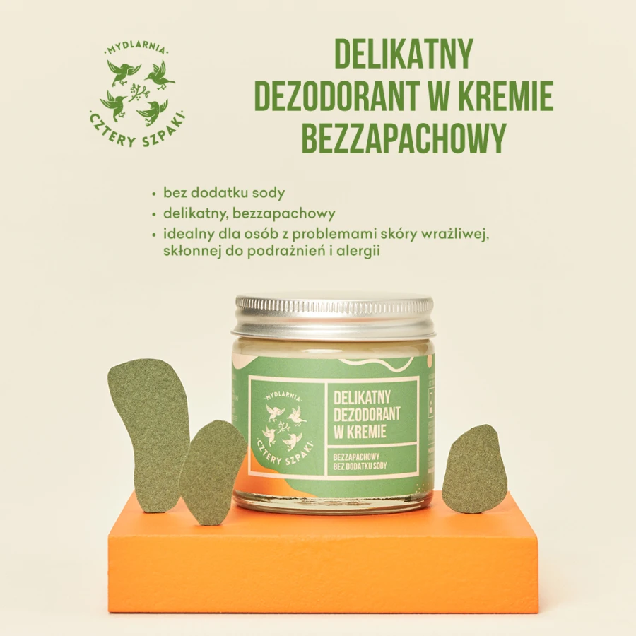 MYDLARNIA CZTERY SZPAKI Naturalny deozodorant w kremie bezzapachowy bez dodatku sody 60 ml