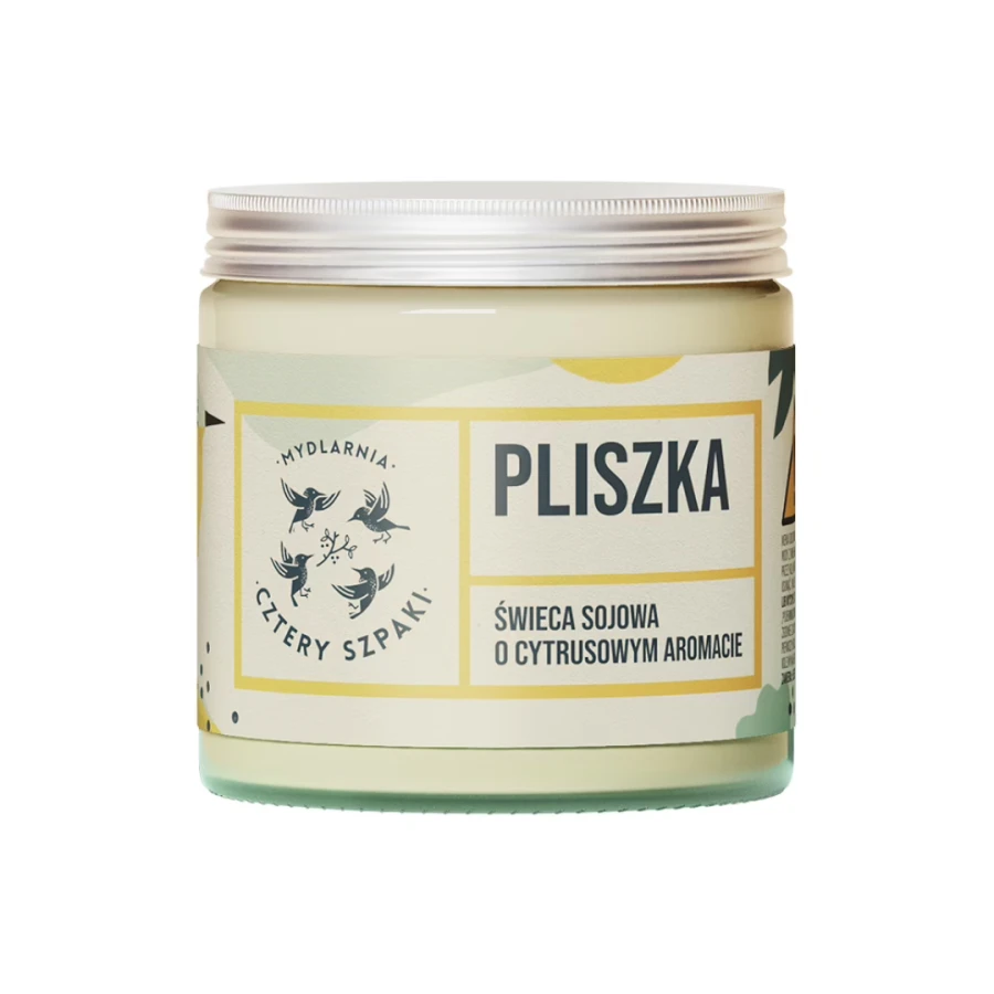 MYDLARNIA CZTERY SZPAKI Pliszka - naturalna świeca sojowa, cytrynowa 100g