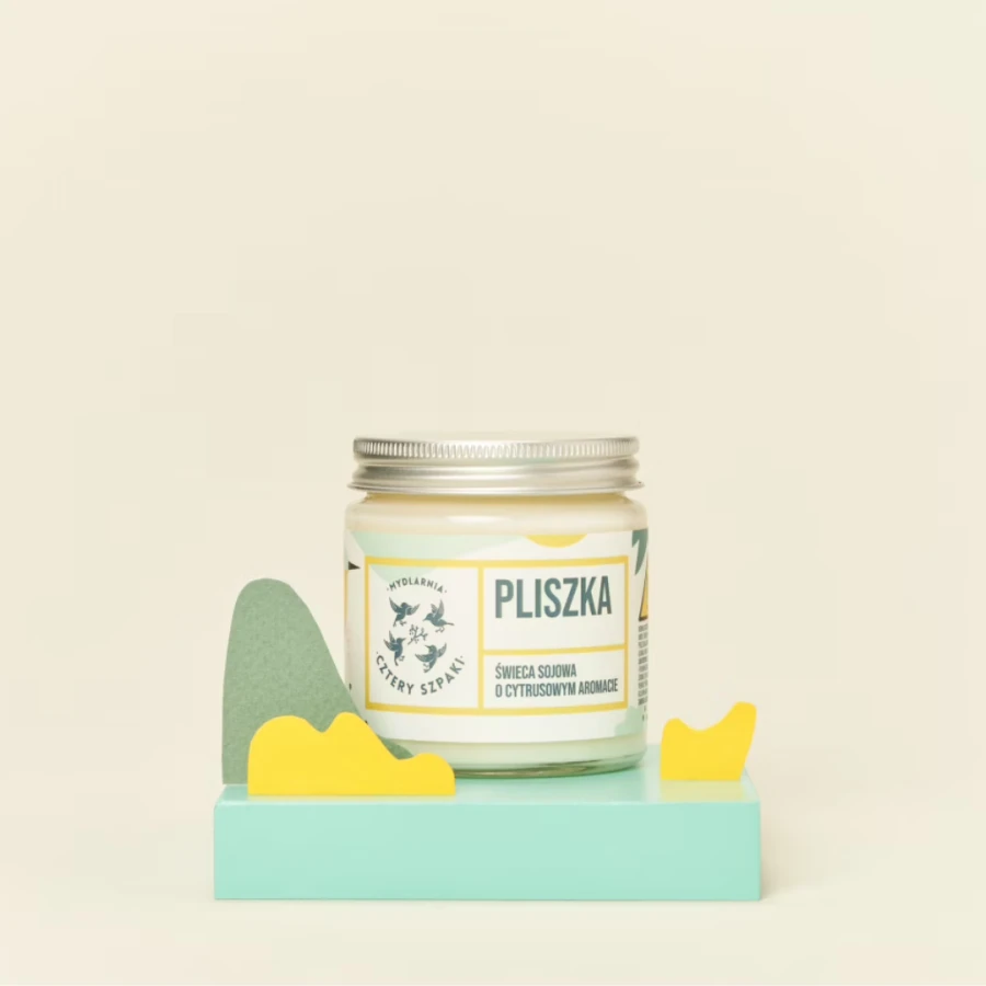MYDLARNIA CZTERY SZPAKI Pliszka - naturalna świeca sojowa, cytrynowa 100g