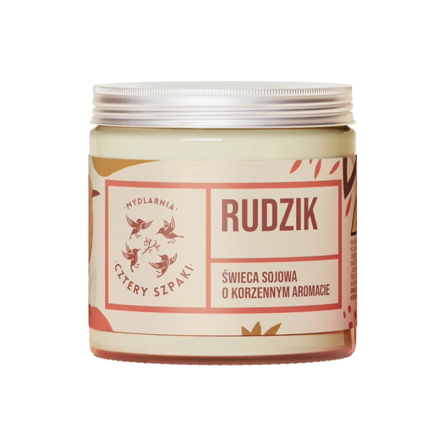 MYDLARNIA CZTERY SZPAKI Rudzik - naturalna świeca sojowa, korzenna 100g