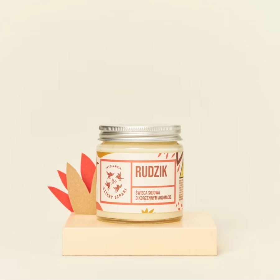 MYDLARNIA CZTERY SZPAKI Rudzik - naturalna świeca sojowa, korzenna 100g
