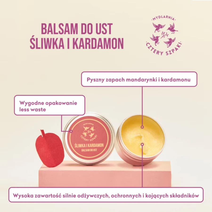 MYDLARNIA CZTERY SZPAKI Balsam do ust Śliwka i Kardamon