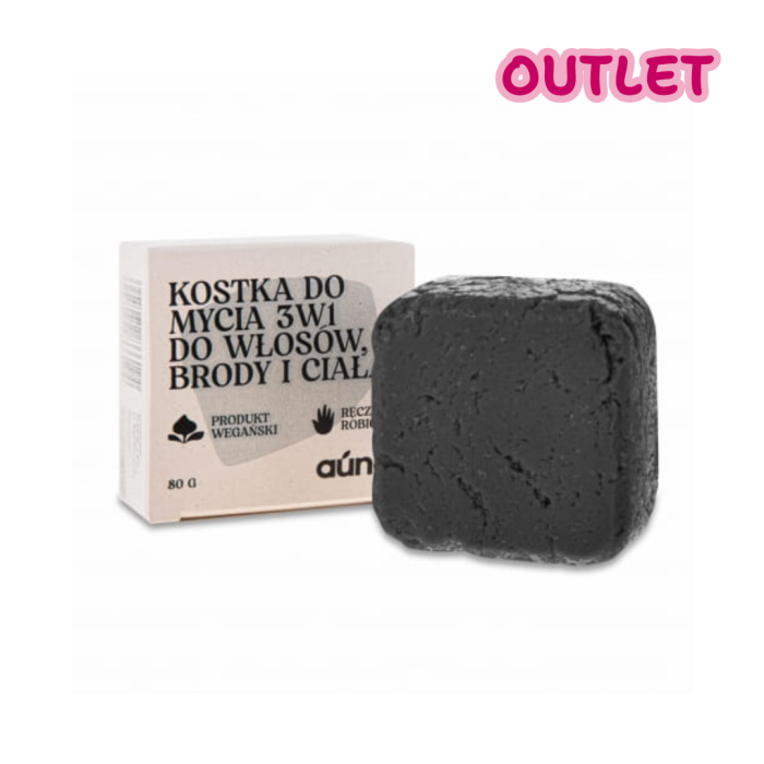 OUTLET AUNA Kostka do mycia 3w1 z węglem aktywnym włosy &amp; broda &amp; ciało