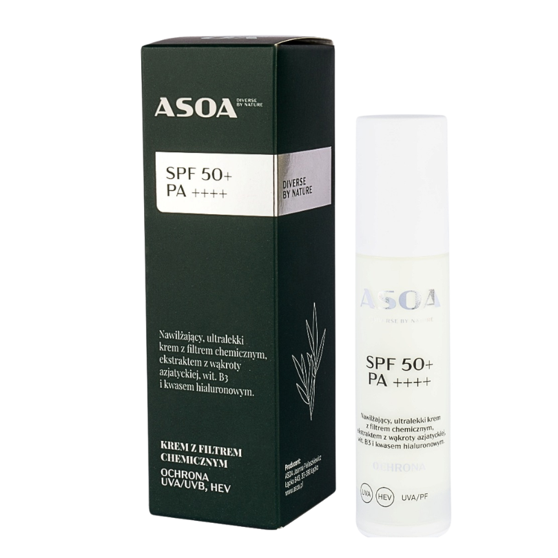 ASOA Krem Z Filtrem SPF 50+ PA++++ PPD 65,5