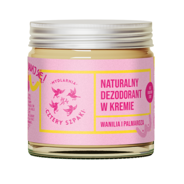 MYDLARNIA CZTERY SZPAKI Naturalny dezodorant w kremie Wanilia i Palmaroza bez dodatku sody 60 ml