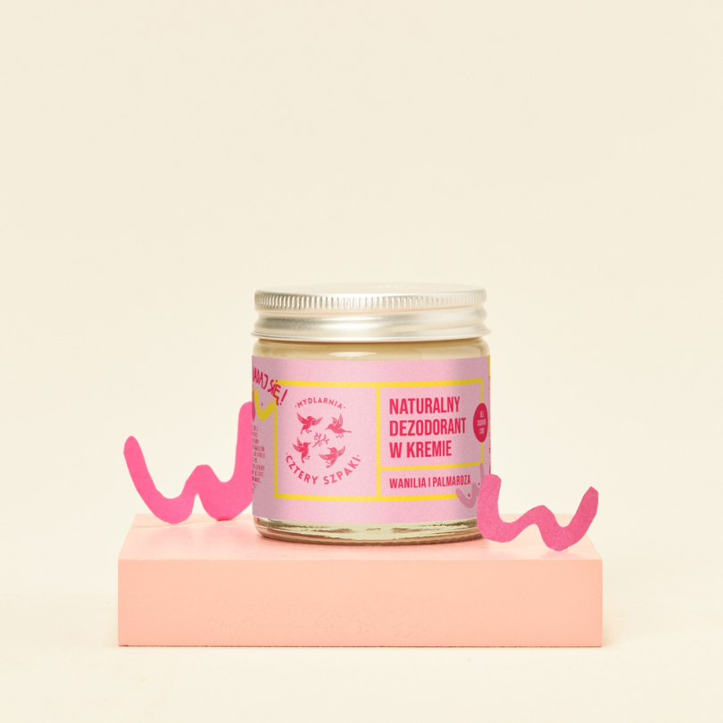 MYDLARNIA CZTERY SZPAKI Naturalny dezodorant w kremie Wanilia i Palmaroza bez dodatku sody 60 ml