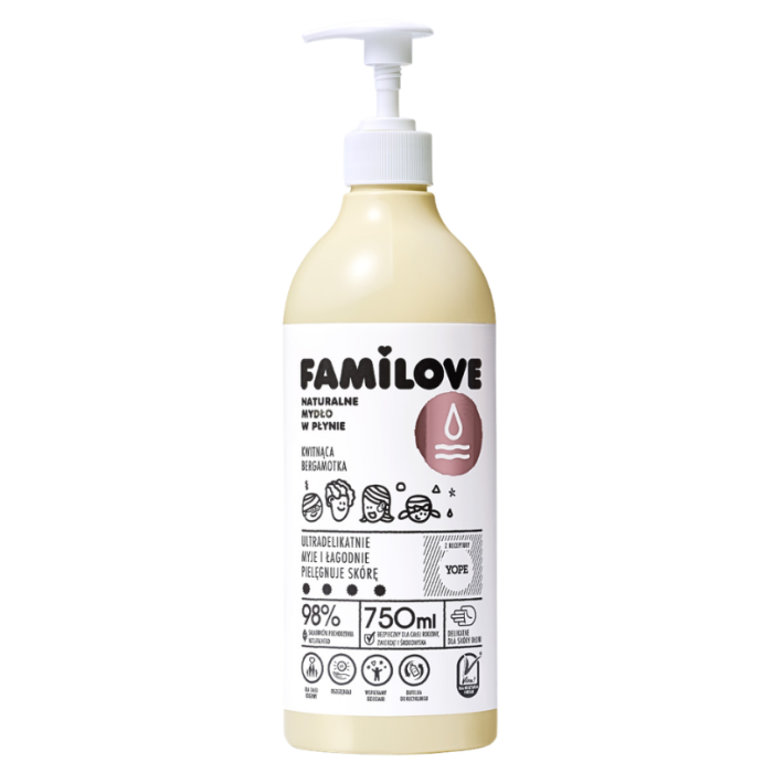 YOPE FAMILOVE Mydło w płynie Kwitnąca bergamotka 750 ml