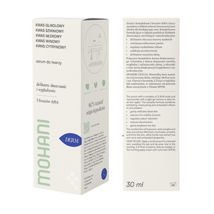 MOHANI Regenerująco-złuszczające serum do twarzy pięć kwasów AHA 30ml