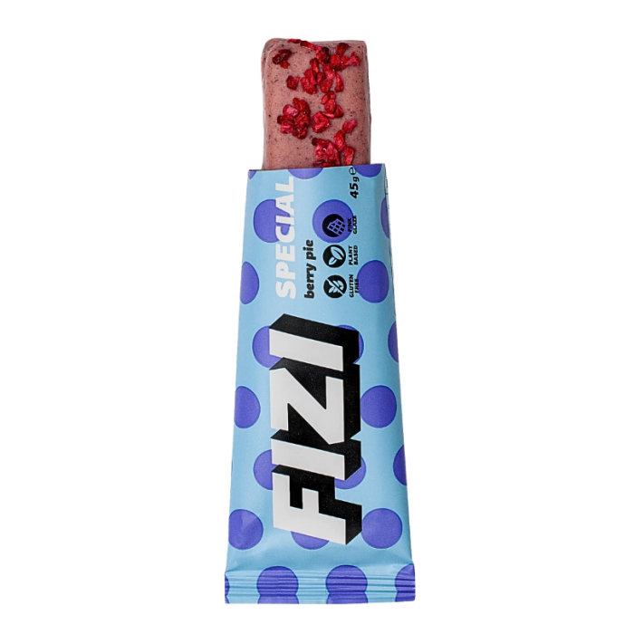 FIZI Baton w różowej polewie z białej czekolady “berry pie" 45 g