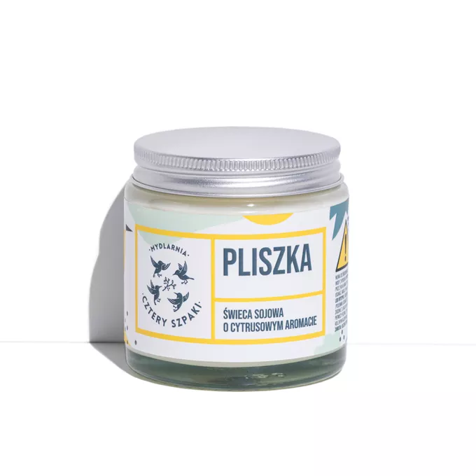 MYDLARNIA CZTERY SZPAKI Pliszka - naturalna świeca sojowa, cytrynowa 100g