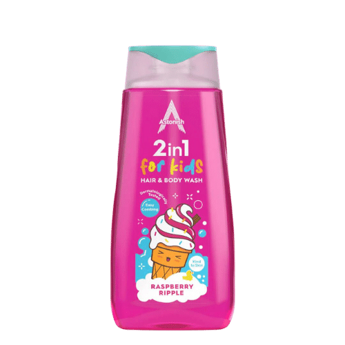 ASTONISH 2in1 Hair &amp; Body For Kids żel pod prysznic i szampon 2w1 Raspberry 400 ml