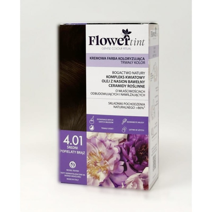 FLOWERTINT Farba do włosów 4.01 Średni popielaty brąz