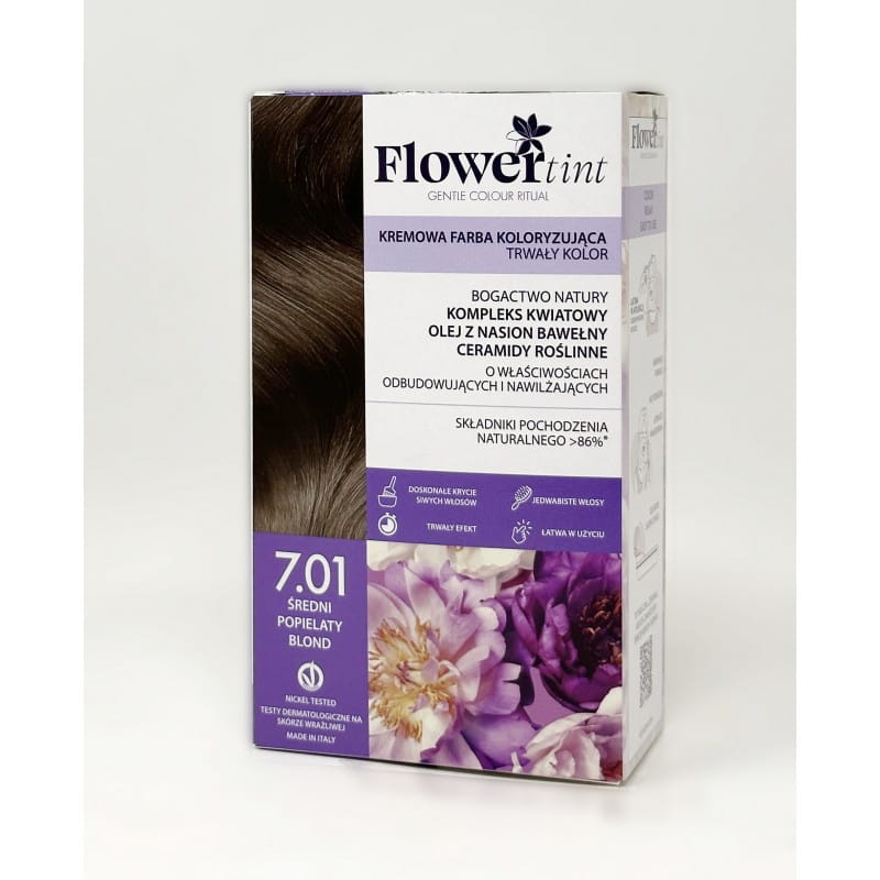 FLOWERTINT Farba do włosów 7.01 Średni popielaty blond