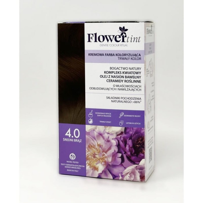 FLOWERTINT Farba do włosów 4.0 Średni brąz