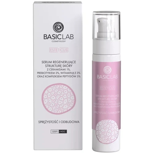 BASICLAB Serum regenerujące strukturę skóry z ceramidami 1% i kompleksem peptydów 5% 50 ml