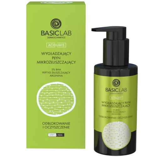 BASICLAB Wygładzający płyn mikrozłuszczający z 2% BHA i Tripeptydem złuszczającym 100 ml