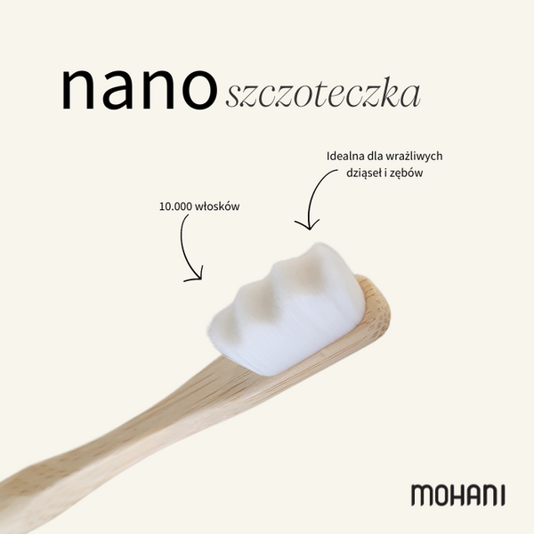MOHANI Nano szczoteczka bambusowa do zębów Szara, 10 tysięcy miękkich włosków