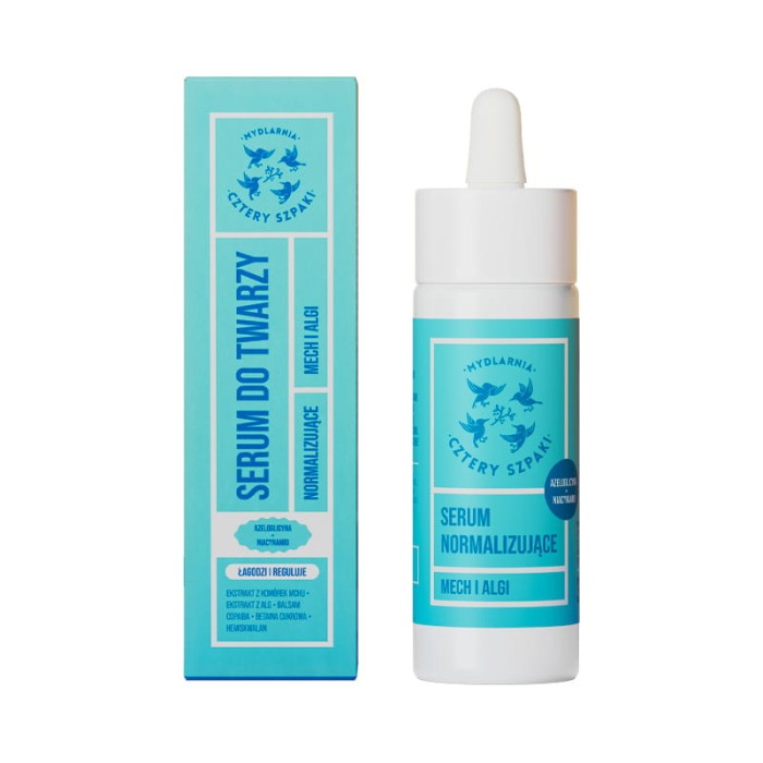 MYDLARNIA CZTERY SZPAKI Serum Normalizujące AZELOGLICYNA + NIACYNAMID - Mech i Algi 30 ml