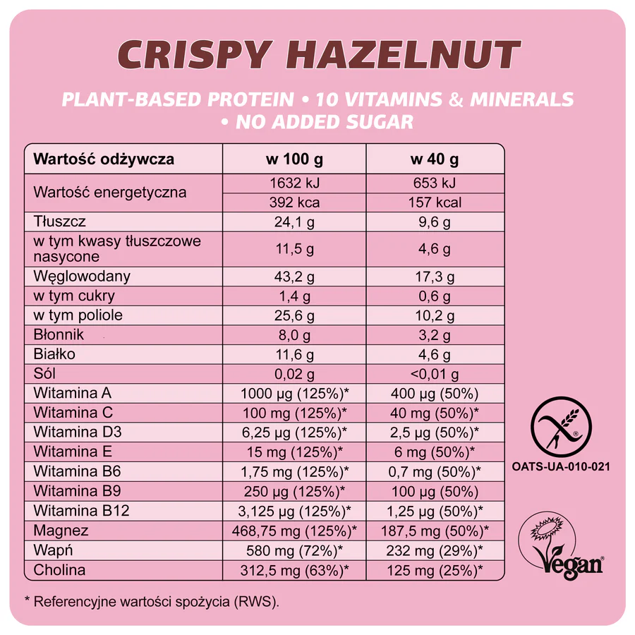 FIZI chrupiący baton czekoladowy z witaminami "crispy hazelnut"
