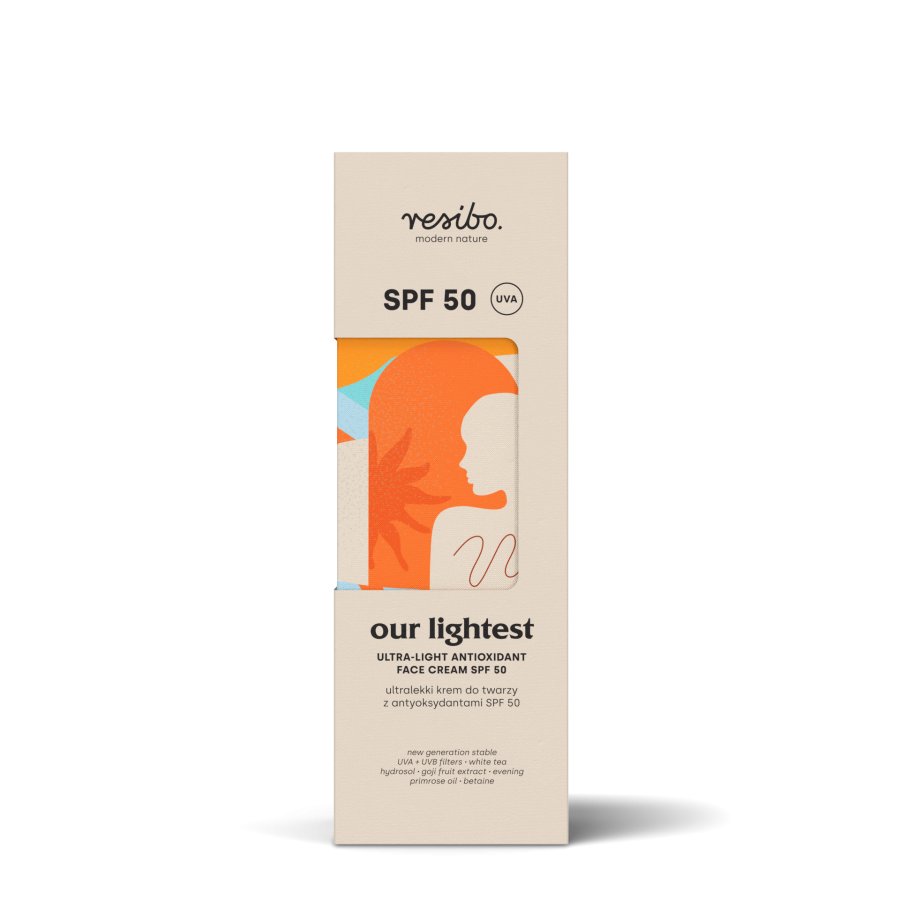 RESIBO Our Lightest Ultralekki krem do twarzy z antyoksydantami SPF 50 50ml
