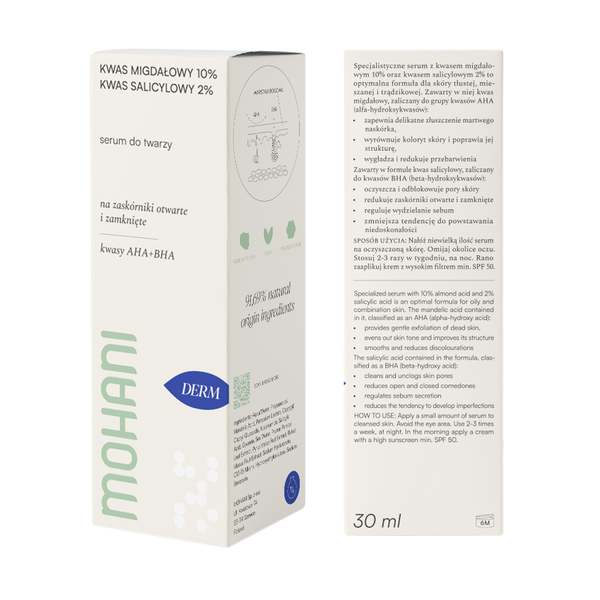 MOHANI Serum na wągry i zaskórniki z kwasem salicylowym BHA 2% i migdałowym 10%