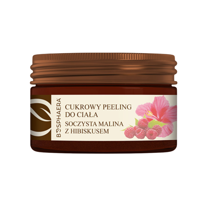 BOSPHAERA Cukrowy peeling do ciała Soczysta malina z hibiskusem 200g