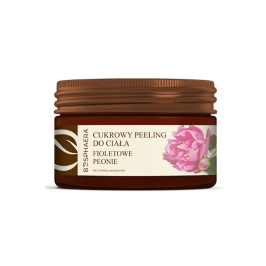 BOSPHAERA Cukrowy peeling do ciała Fioletowe peonie 200g
