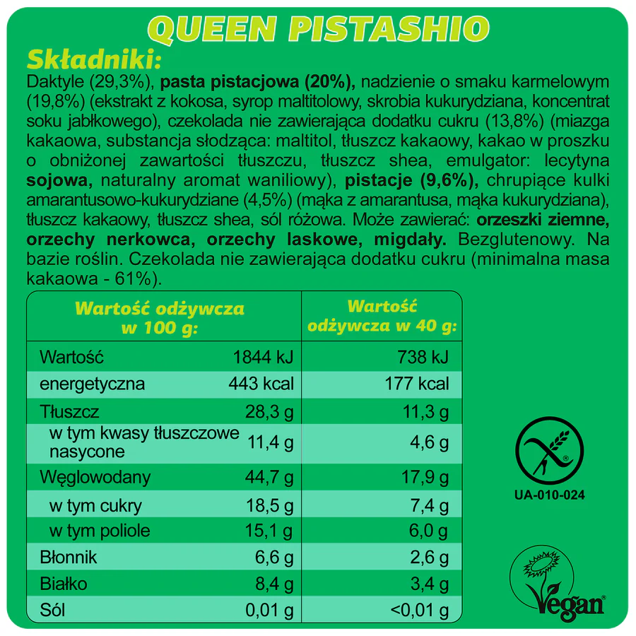 FIZI Baton w polewie czekoladowej Queen Pistachio