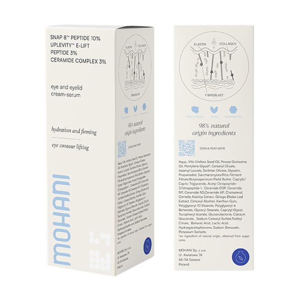 MOHANI Liftingująco-ujędrniające serum-krem pod oczy i na powieki z peptydami i ceramidami 15ml