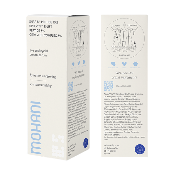 MOHANI Liftingująco-ujędrniające serum-krem pod oczy i na powieki z peptydami i ceramidami 15ml