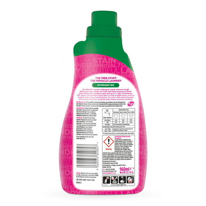THE PINK STUFF Płyn do Prania Tkanin Uniwersalny Bio 30 Prań 960 ml