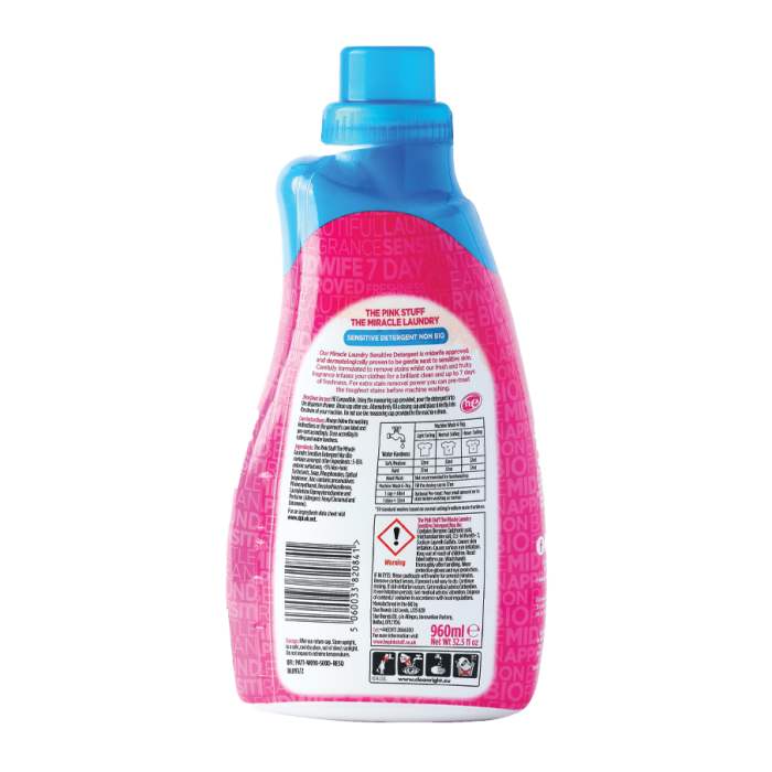 THE PINK STUFF Płyn do Prania Tkanin Sensitive Uniwersalny Non Bio 30 Prań 960 ml