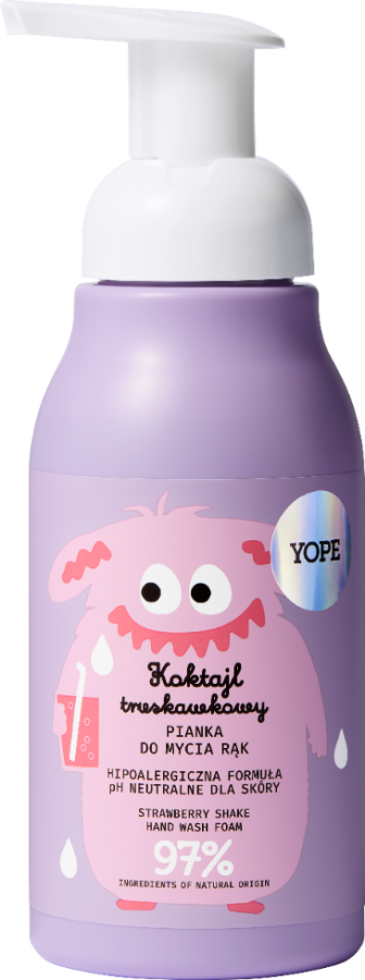 YOPE Pianka do mycia rąk dla dzieci Koktajl truskawkowy 400 ml