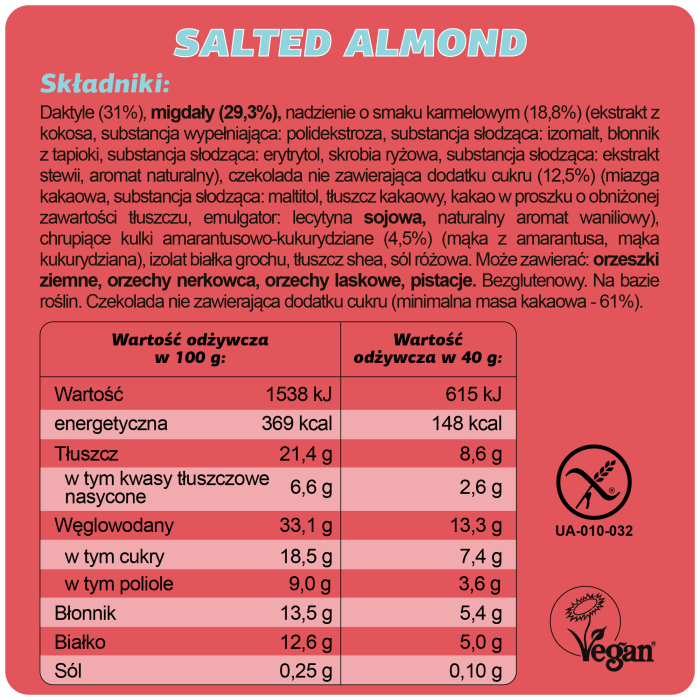 FIZI Baton w polewie czekoladowej Salted Almond 40 g