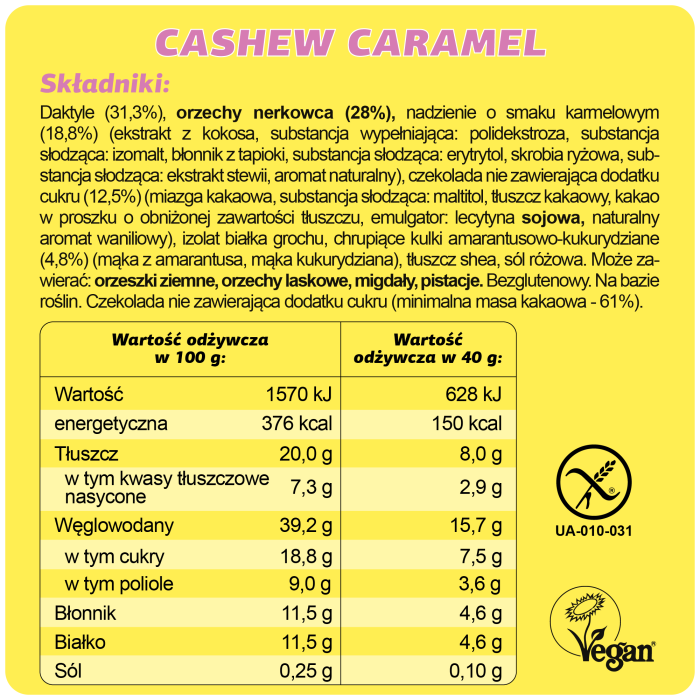 FIZI Baton w polewie czekoladowej Cashew Caramel 40 g