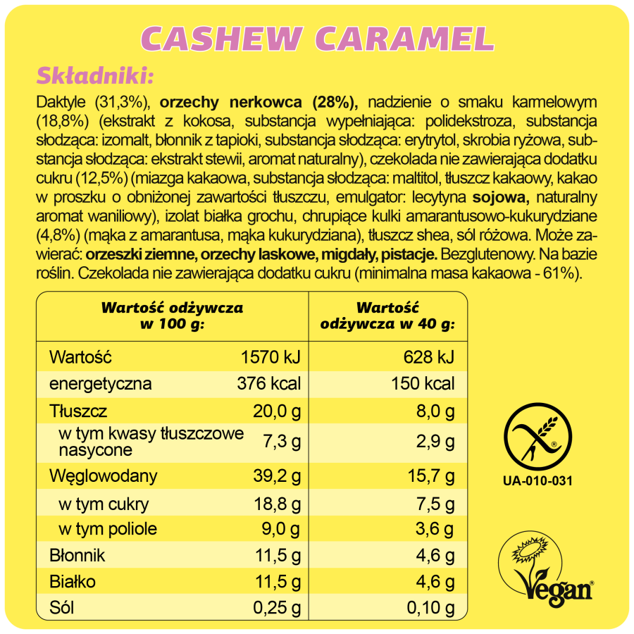 FIZI Baton w polewie czekoladowej Cashew Caramel 40 g