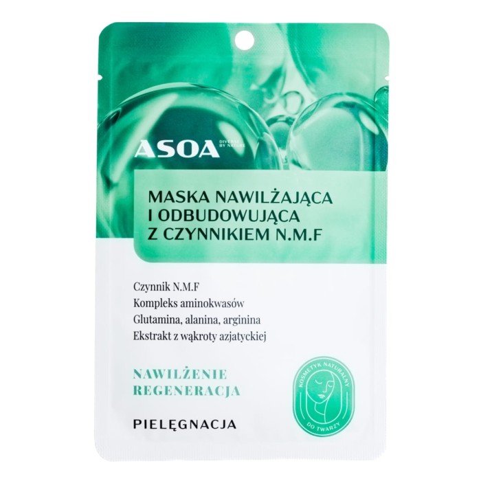 ASOA Maska w płachcie Nawilżająca i Odbudowująca z czynnikiem N.M.F.