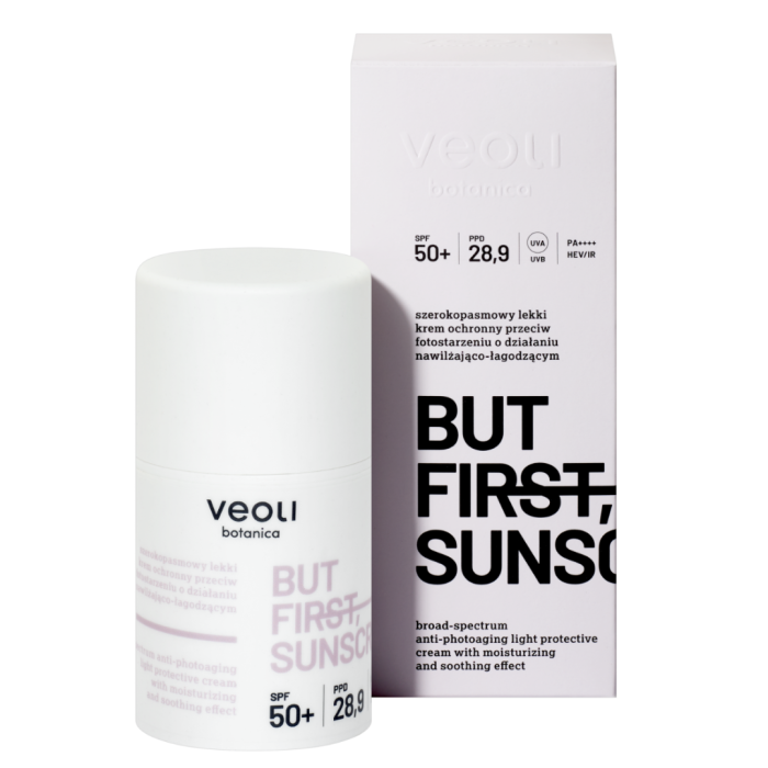 VEOLI BOTANICA BUT FIRST, SUNSCREEN Szerokopasmowy lekki krem ochronny przeciw fotostarzeniu SPF 50+ PPD 28,9