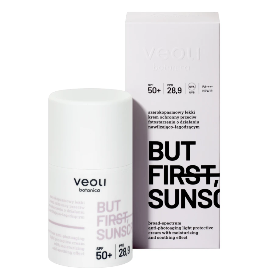 VEOLI BOTANICA BUT FIRST, SUNSCREEN Szerokopasmowy lekki krem ochronny przeciw fotostarzeniu SPF 50+ PPD 28,9