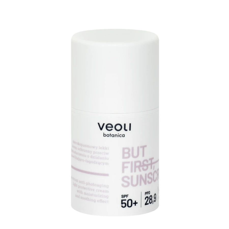 VEOLI BOTANICA BUT FIRST, SUNSCREEN Szerokopasmowy lekki krem ochronny przeciw fotostarzeniu SPF 50+ PPD 28,9