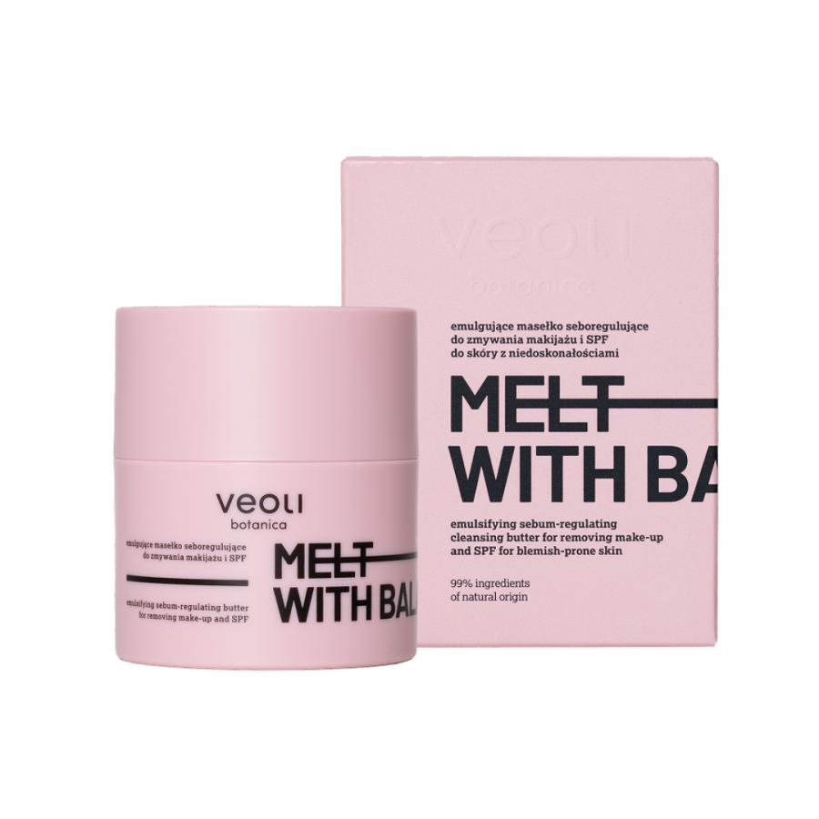 VEOLI BOTANICA MELT WITH BALANCE Emulgujące masełko seboregulujące do zmywania makijażu i SPF do skóry z niedoskonałościami 40 g