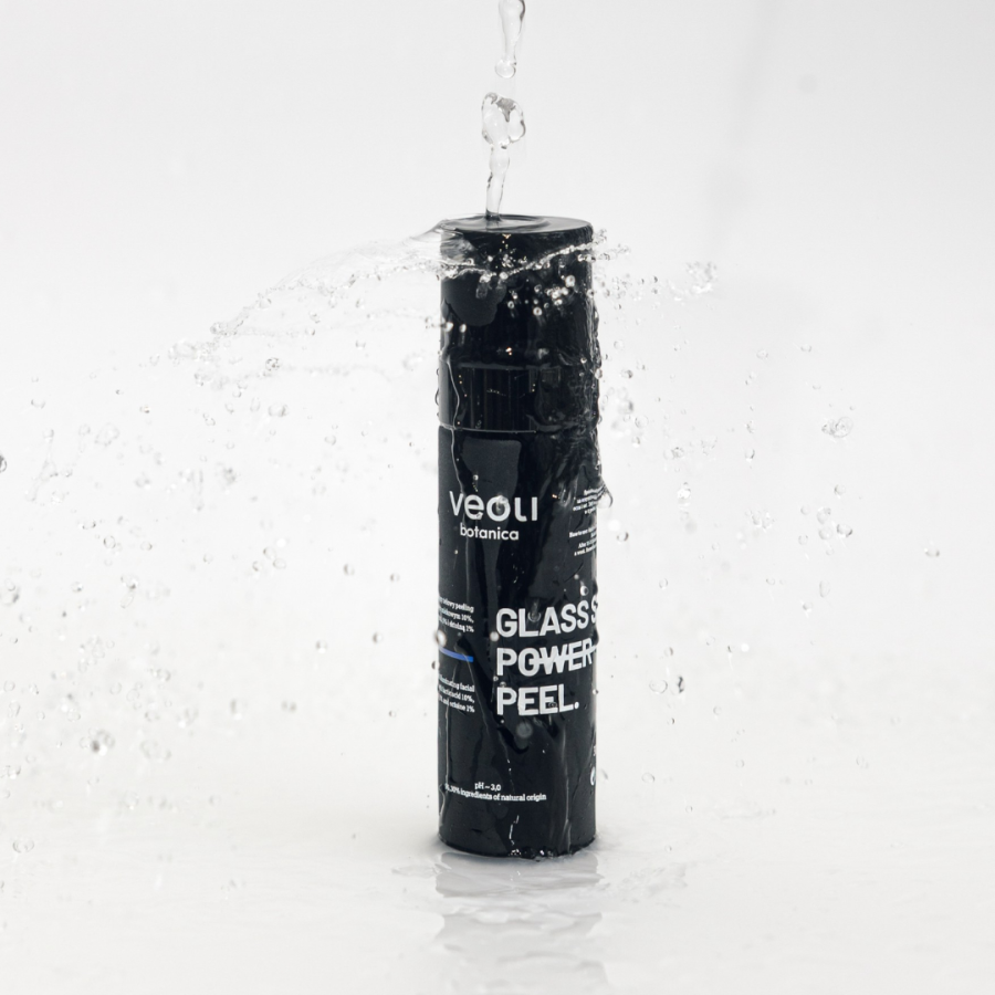 VEOLI BOTANICA GLASS SKIN POWER PEEL Nawilżająco-rozświetlający żelowy peeling do twarzy z kwasem mlekowym 10%, kwasem traneksamowym 2,5% i ektoiną 1% 30 ml
