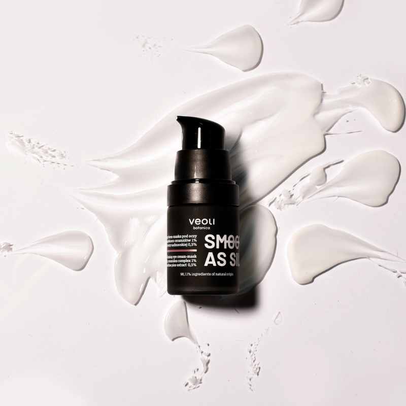 VEOLI BOTANICA SMOOTH AS SILK Naprawczo-ujędrniający krem-maska pod oczy z trehalozą 5%, kompleksem ceramidów 1% i ekstraktem z sosny nadmorskiej 0,5% 15 ml