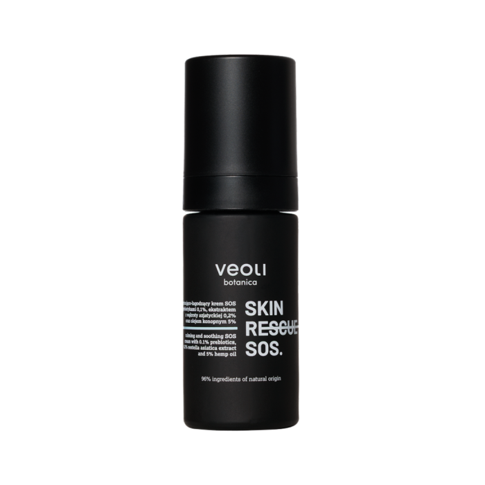 VEOLI BOTANICA SKIN RESCUE SOS Wyciszająco-łagodzący krem SOS z prebiotykami 0,1%, ekstraktem z wąkroty azjatyckiej 0,2% oraz olejem konopnym 5% 30 ml