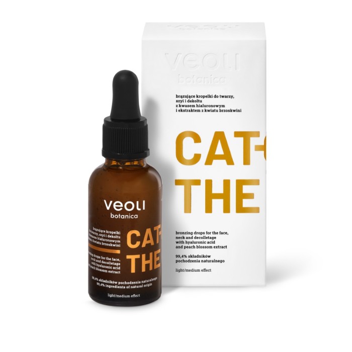 VEOLI BOTANICA CATCH THE SUN Brązujące kropelki do twarzy, szyi i dekoltu z kwasem hialuronowym i ekstraktem z kwiatu brzoskwini 240 ml