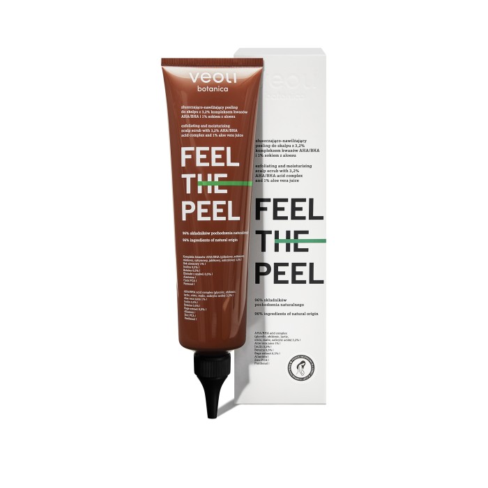 VEOLI BOTANICA FEEL THE PEEL Złuszczająco-nawilżający peeling do skalpu z 3,2% kompleksem kwasów AHA/BHA i 1% sokiem z aloesu 150 ml