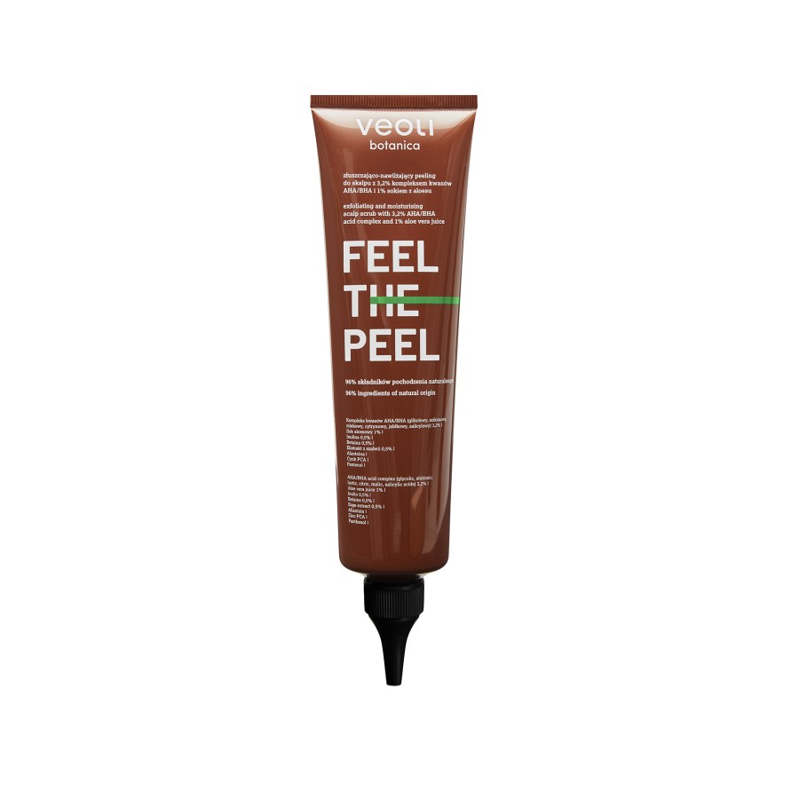 VEOLI BOTANICA FEEL THE PEEL Złuszczająco-nawilżający peeling do skalpu z 3,2% kompleksem kwasów AHA/BHA i 1% sokiem z aloesu 150 ml